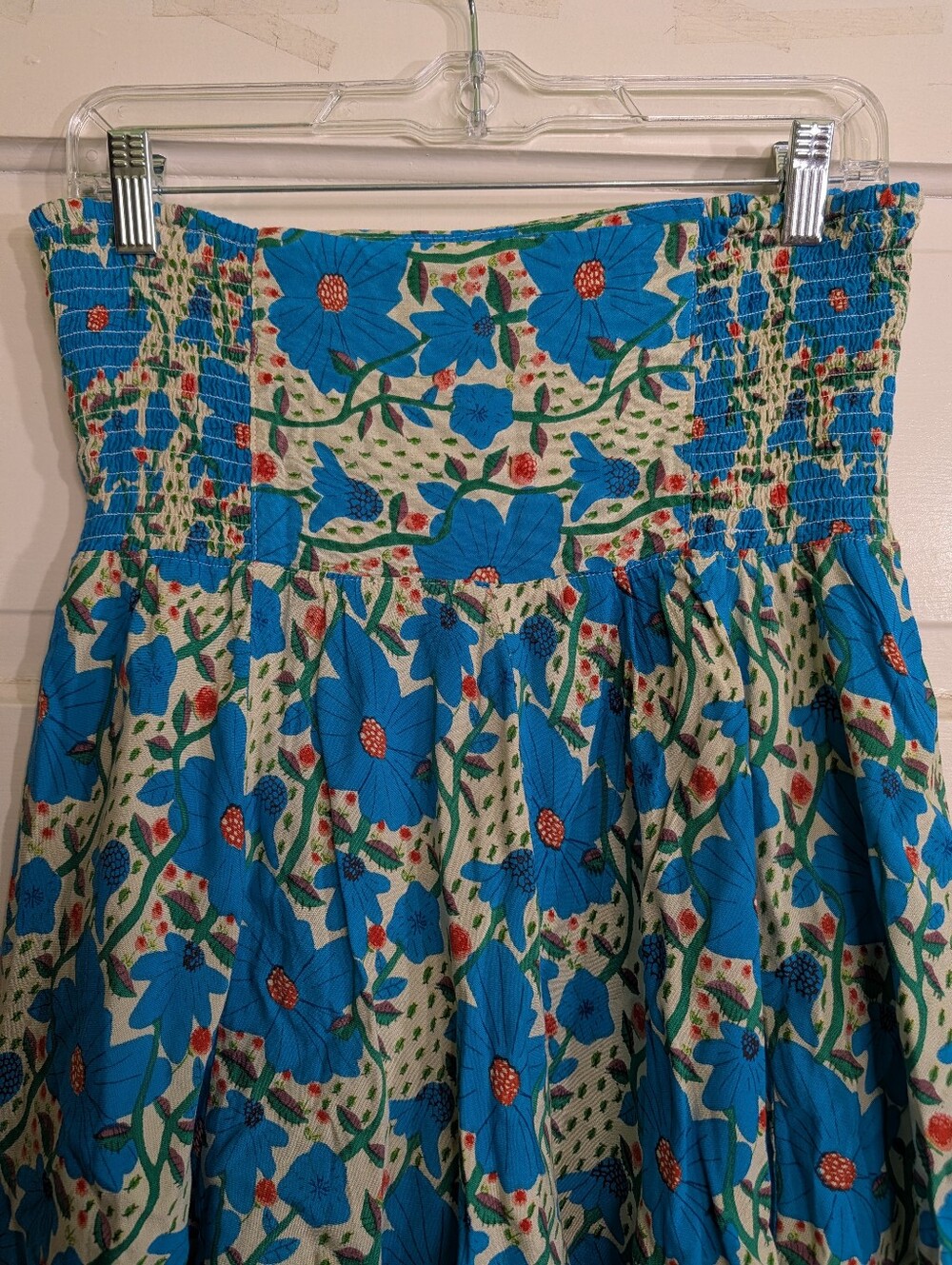 Natural Life Floral Smocked Mini Skirt Size M Blue Boho Cottagecore - Picture 3 of 8